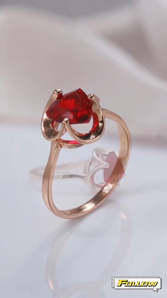 Женские свадебные украшения Kinel Red Cubic, элегантные кольца из розового золота