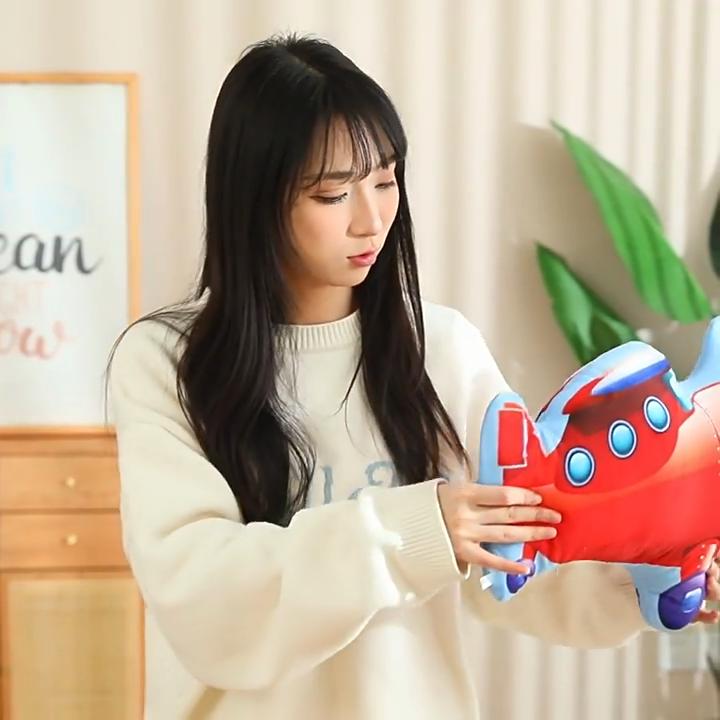 Kids Aircraft Tanks Excavators Fire Trucks Bicycles Car Plush Pillows With Fun Transportation Design
