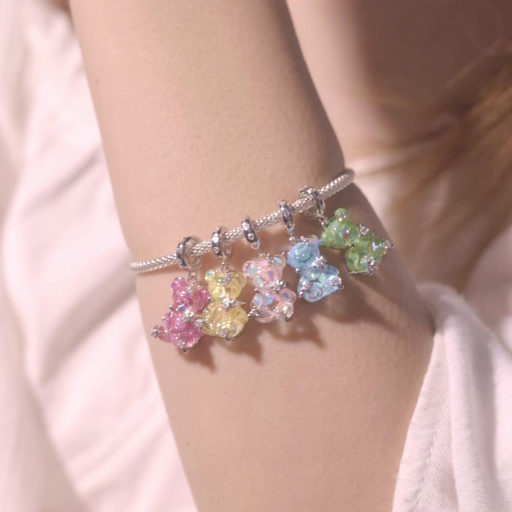 WOSTU Подвеска «Мечтательный медведь» из стерлингового серебра 925 пробы подходит для оригинального браслета «сделай сам», сказочный подарок для женщин, ювелирные украшения