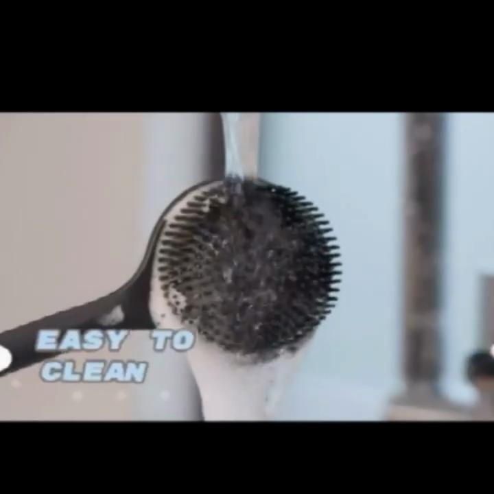 Long Handle Shower Bath Brush Double Sided Silicone Back Scrubber Soft Bristle Body Massage Brush with Extended Reach