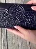 Johnature Retro Women Wallet Long Hand Bag Nature Cow Leather Handmade Embossed Floral Phone Purse