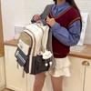 Women's Large Capacity Baackpack Color Block Middle School Schoolbag Cartoon Backpack