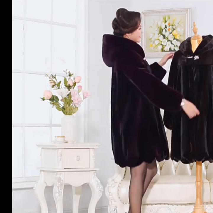 Женские пальто женские зимние искусственный мех норковая куртка шуба с капюшоном женская мода вязаная теплая зимняя одежда пальто