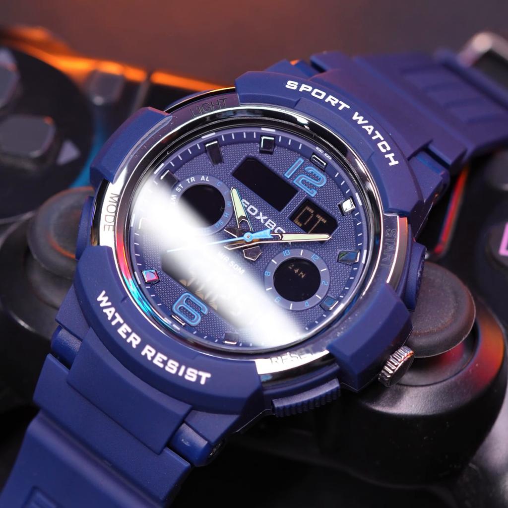 FOXBOX Fashion Men Watch Sport Casual Luminous Waterproof Dual Display Men's Digital Watch