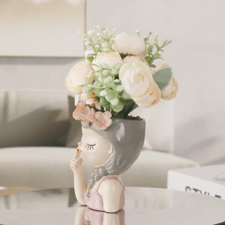 Креативная Милая Девушка Ваза Смоляные Украшения Домашнее Садоводство Гостиная Крыльцо Декор Домашний Декор Бонсай