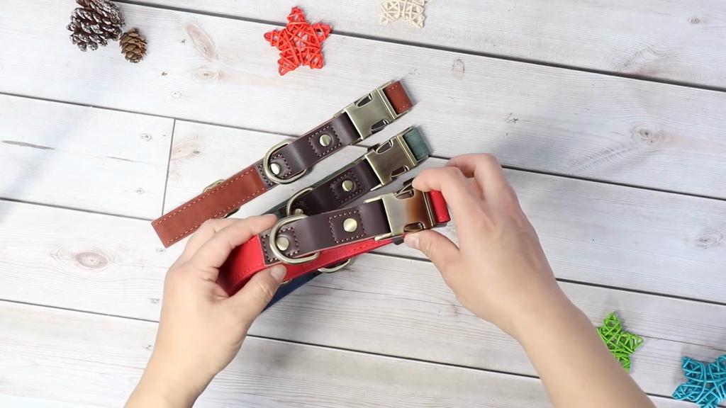 Free Custom PU Leather Dog Collar Engraved Dog Collars Adjustable Pet Buckle ID Necklace Durable for Small Medium Large Dogs Pug