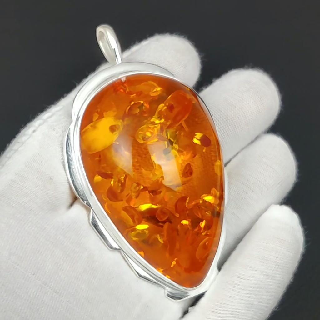 Baltic Amber Lab Created Gemstone Handmade 925 Sterling Silver Pendant Amber Gemstone Pendant For Gifts Handmade Jewelry Gifts For Women