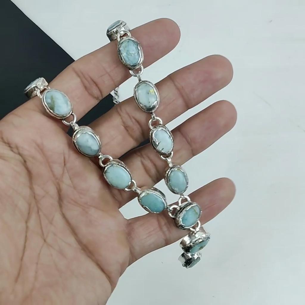 Удивительное ожерелье из драгоценных камней ларимар ручной работы из стерлингового серебра 925 пробы, серебряное ожерелье из ларимара для жены, ожерелье унисекс, подарок на Рождество