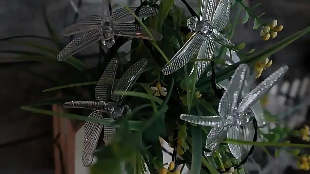 Solar Dragonfly String Light 50LED Garden Stake Lights Waterproof Outdoor Twinkle Fairy Lights for Trees Patio Fence Christmas Decor