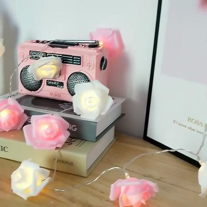 3M 20 LED Simulated White Rose String Light Living Room Bedroom Fairy Light New Year Christmas Valentine's Day Wedding Party Decoration Light