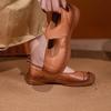 Johnature Genuine Leather Soft Soled Flat Shoes Retro Round Toe Shallow Versatile Comfortable Women's Shoes