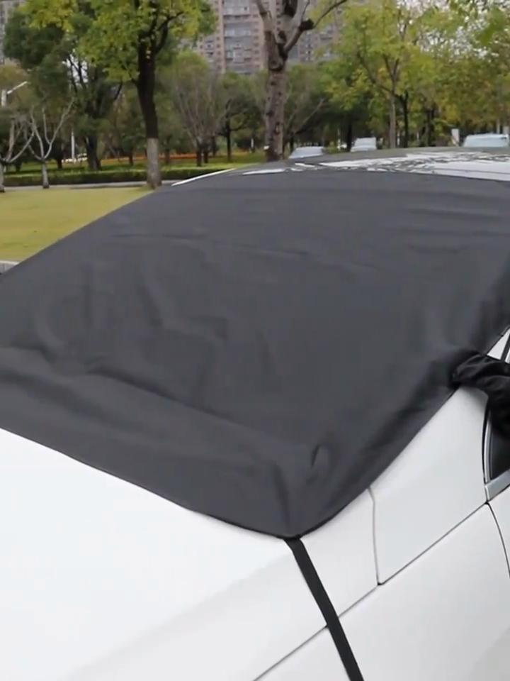 Прочный чехол на лобовое стекло из ткани Оксфорд с защитой от УФ-лучей и снеговым щитом, простая установка и долговечный для зимнего вождения, безопасность на заснеженной дороге, гибкий дизайн