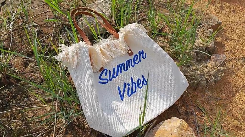 Женская холщовая сумка с вышивкой буквами, сумка-мессенджер на одно плечо, большая пляжная сумка-тоут, женская холщовая сумка