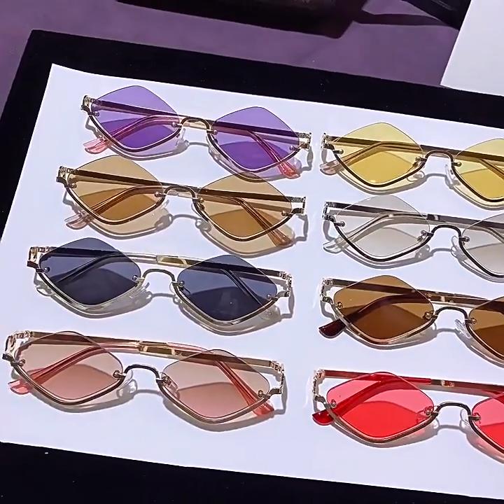 2025 роскошные женские солнцезащитные очки, новые полуоправы, ромбовидные солнцезащитные очки для мужчин, унисекс, Dopamine, маленькая оправа, очки для активного отдыха
