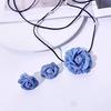 Синий цветок камелии, ожерелье-гвоздик, свадебные комплекты ювелирных украшений, свадебные Франция, ожерелья на ключицах, серьги, жемчужные украшения для женщин