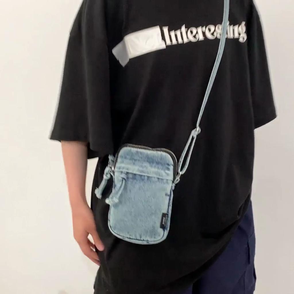 Джинсовая сумка для телефона на молнии, мини-сумка через плечо для женщин и мужчин