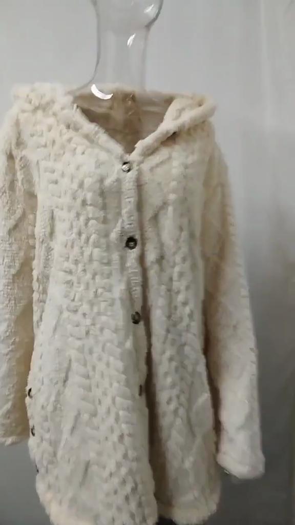 Women's Suede Diamond Hollow Flannel Jacket - Soft Medium Stretch Loose Fit Long Winter Jacket with Button Up Front and Slit Hem