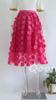 Qooth Women 3D Design Polka Dot Tulle Mesh Skirt Vintage Elastic Waist Long A-line Tutu Skirt QT2176