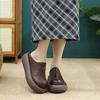 Johnature Thick Soled Slippers Genuine Leather Round Toe Versatile Women's Flat Platform Shoes