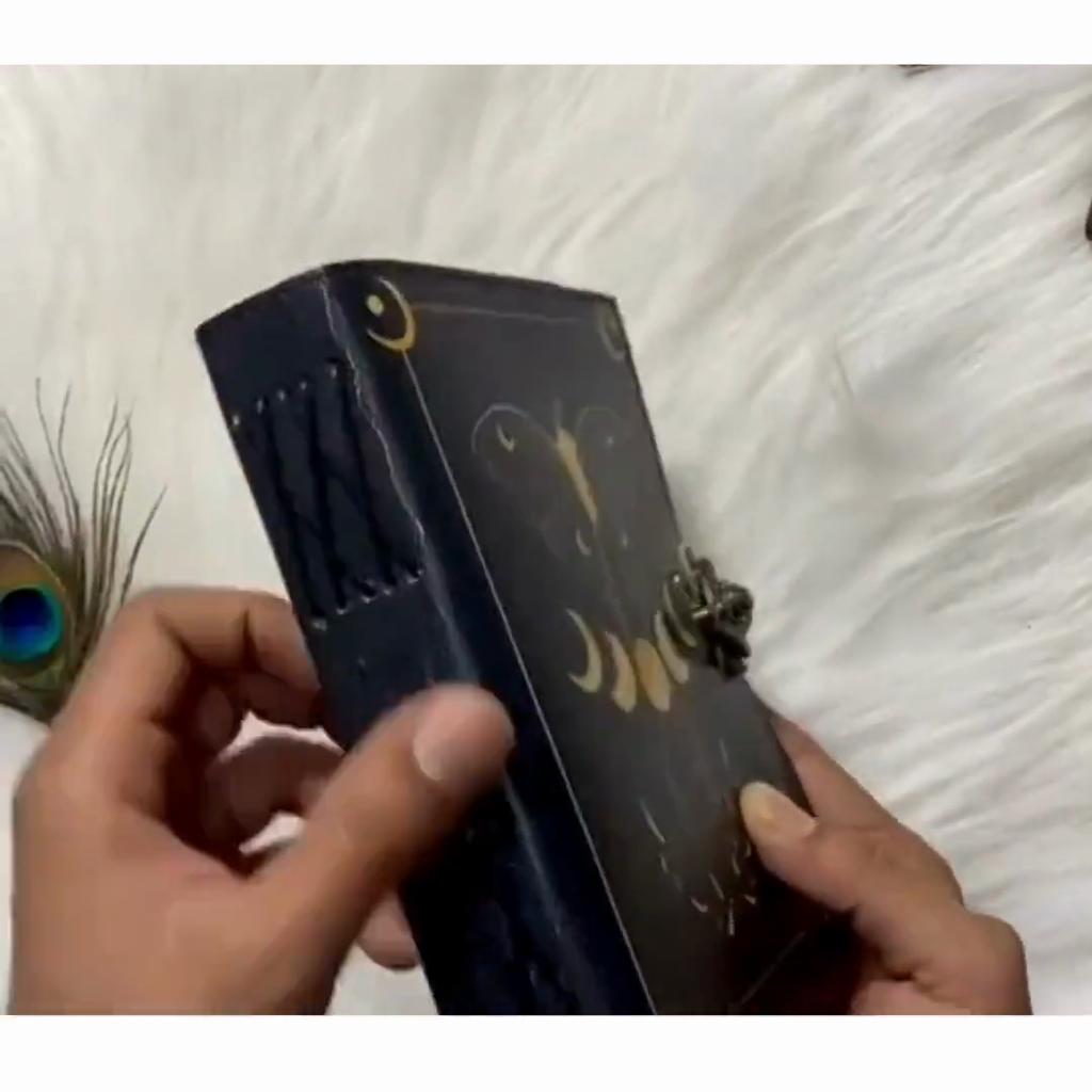 Blank Spell Book of Shadows Handmade Vintage Leather Journal Junk Journal Luma Moth Journal Spell Book Leather Gifts for Men and Women