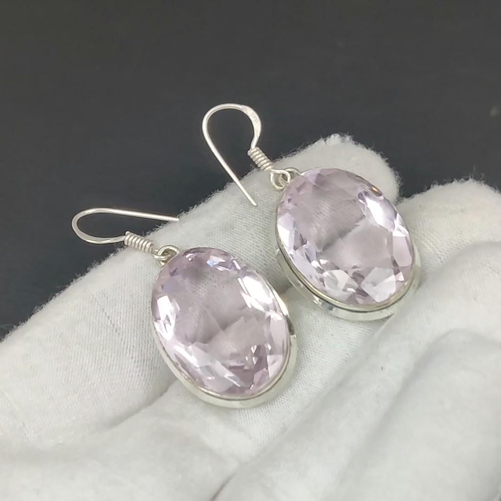 Удивительные серьги с розовым кунцитом, серьги из стерлингового серебра 925 пробы, серьги-подвески из серебра ручной работы в стиле бохо, подарки из ваты