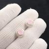 Rose Chalcedony Gemstone 925 Sterling Silver Jewelry Zircon Small Studs 0.41" CZE-8-14