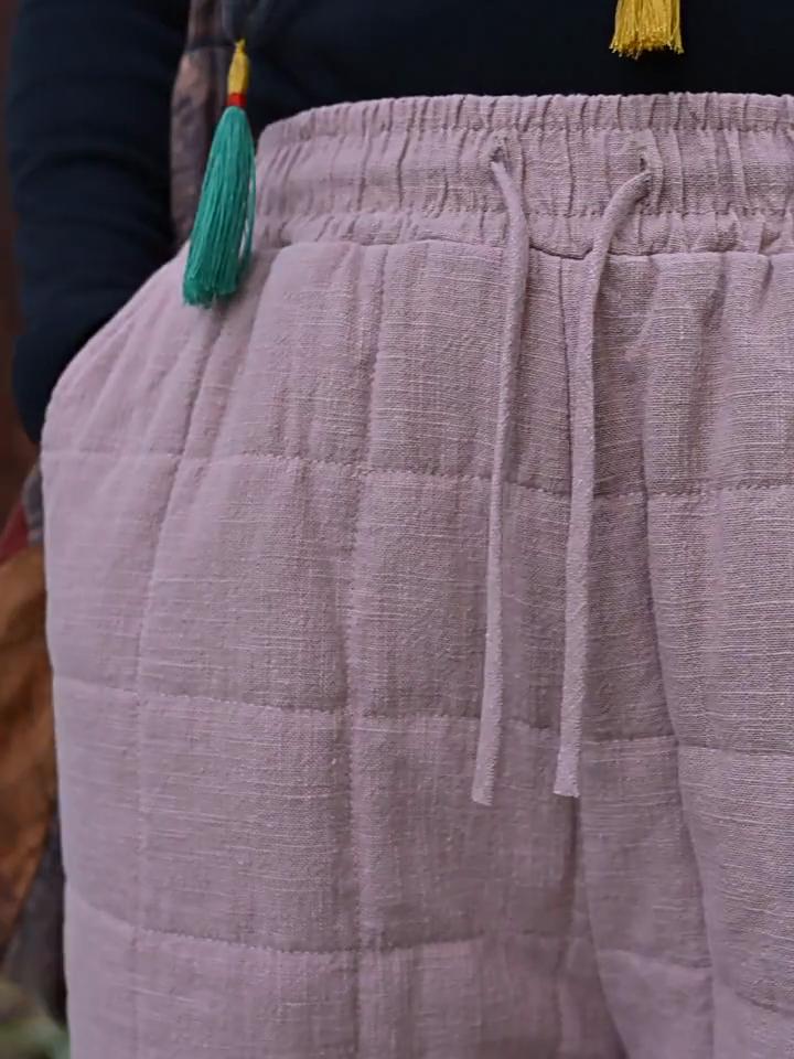 Johnature Женские винтажные зимние теплые прямые брюки на резинке однотонные с карманами брюки в китайском стиле