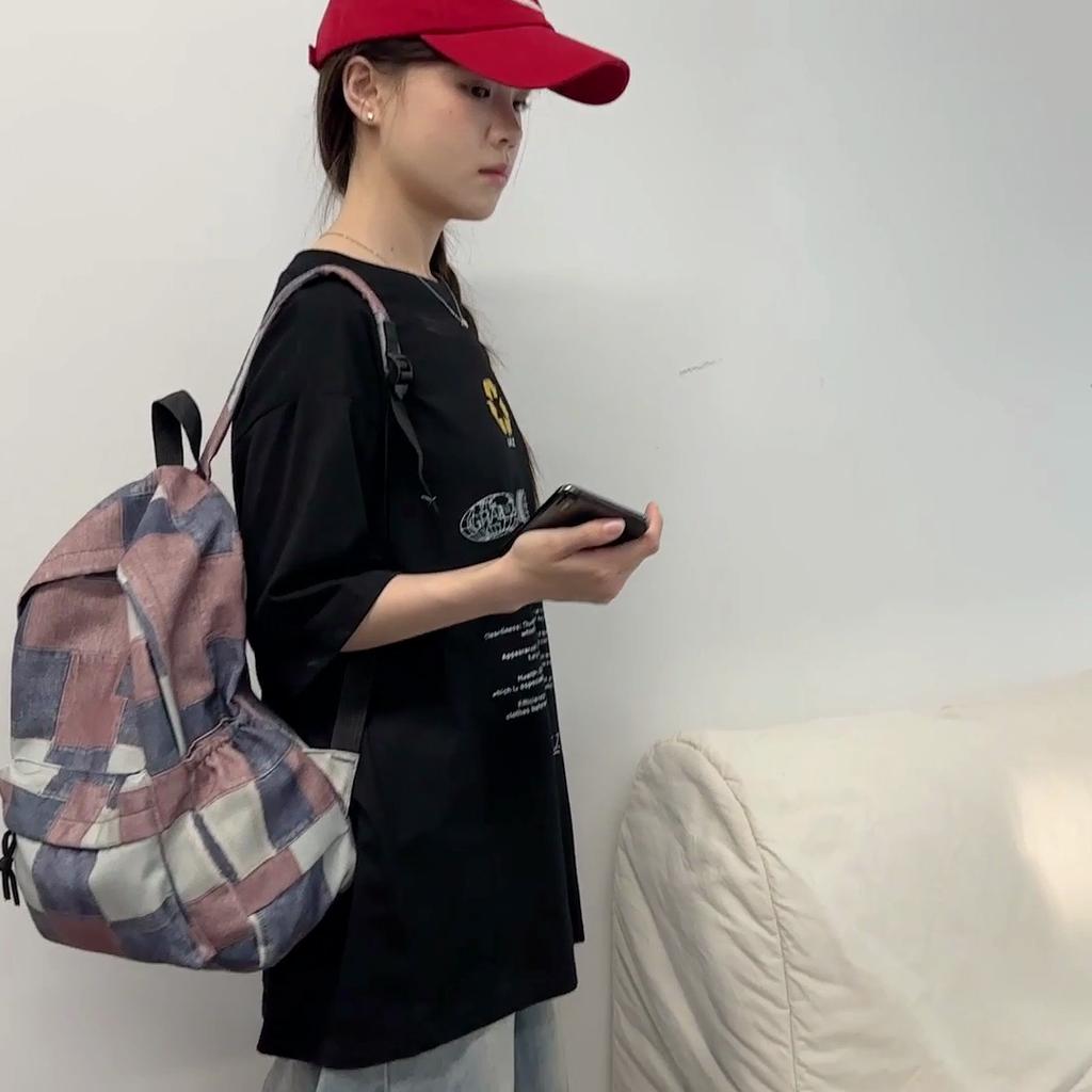 Студенческий школьный рюкзак контрастного цвета, женский джинсовый рюкзак, рюкзак большой вместимости