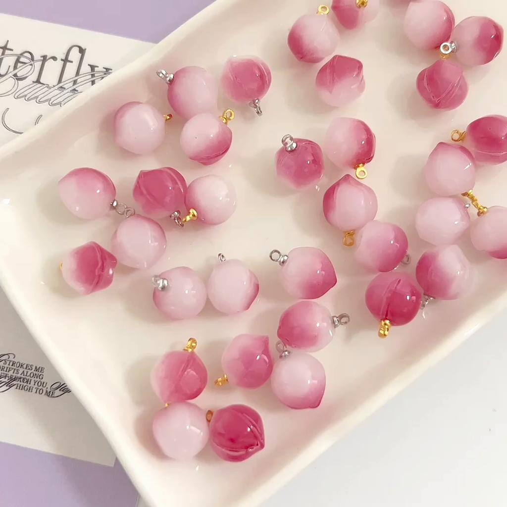 5 шт. розовые и белые персиковые кулонные стеклянные бусины для изготовления ювелирных изделий своими руками