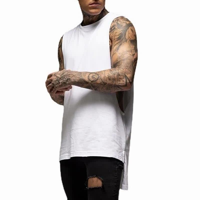 Muscleguys Men’s Summer Training Bodybuilding Sleeveless Cotton Fitness Sportswear Tank Top Workout Clothes for Men Comfortable