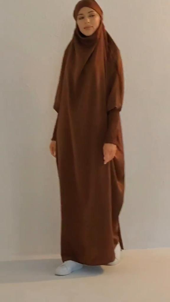 Мусульманское цельное молитвенное платье Абая с капюшоном и короткими рукавами, женское джилбаб, исламская одежда, Дубай, Саудовский черный халат, турецкая скромность