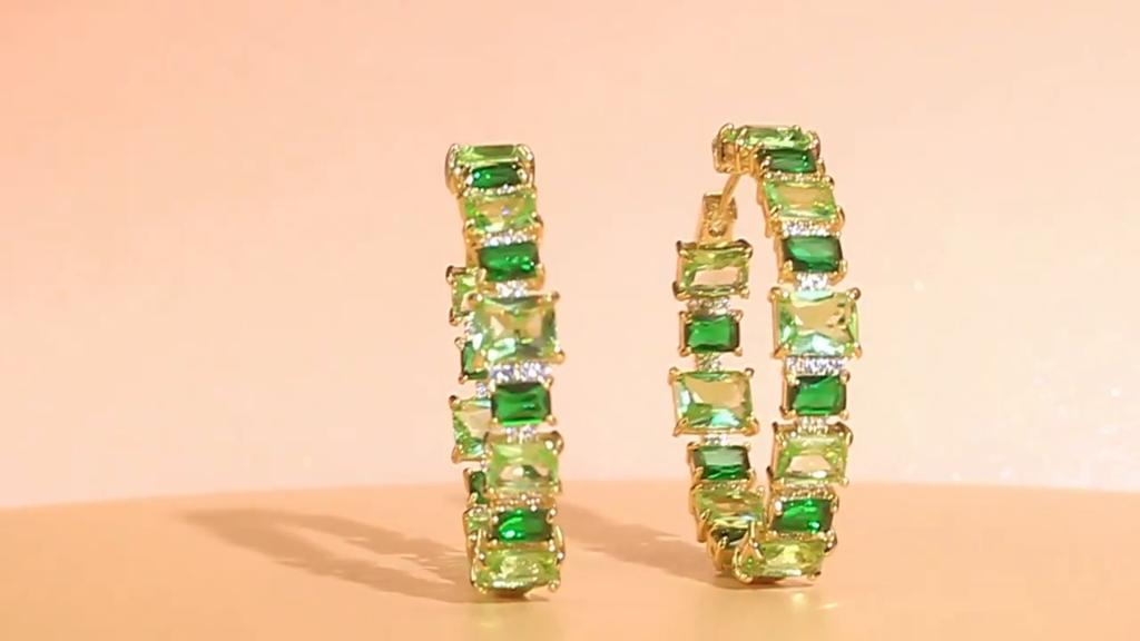 CMM квадратный светло-зеленый кубический циркон женские большие круглые серьги-кольца бразильский золотой цвет летние вечерние украшения