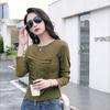 Женская футболка с круглым вырезом на весну и осень, кардиган на молнии, модный и универсальный плиссированный топ с длинными рукавами в стиле хай-тек