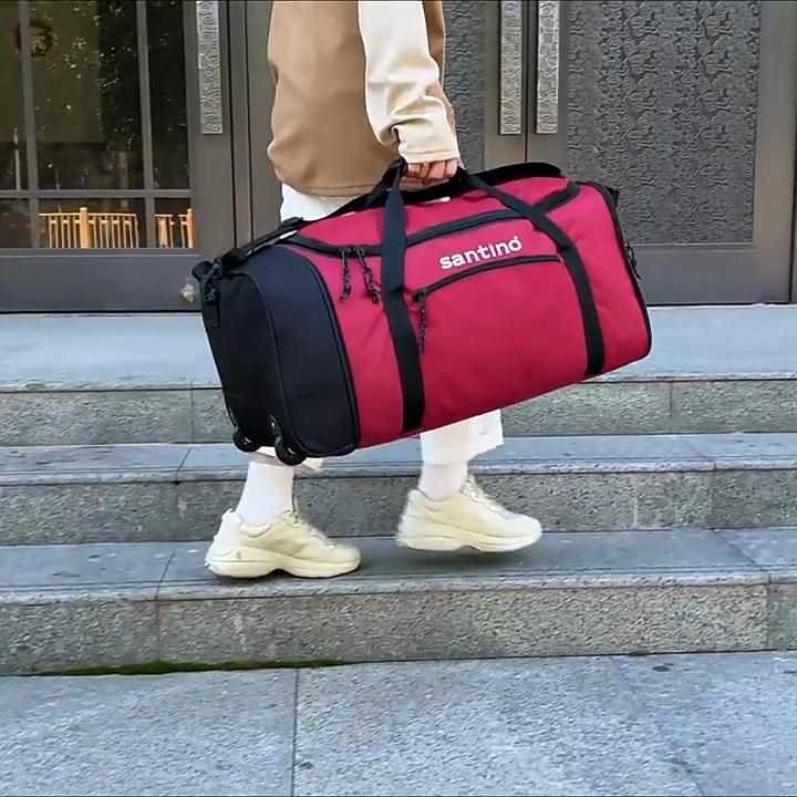 Вместительная складная дорожная сумка на колесах для мужчин и женщин, сумка-буксир, сумка для багажа, сумка для фитнеса, сумка через плечо, сумка через плечо