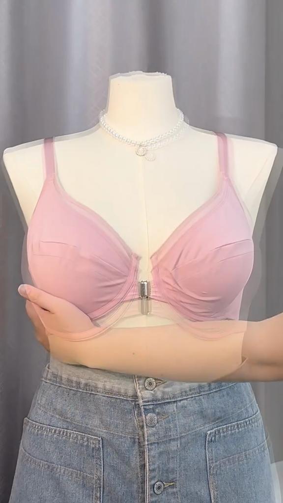 Front-clasp Plus-size Solid-color Push-up Bra with Underwire Cross-border European and American Underwear