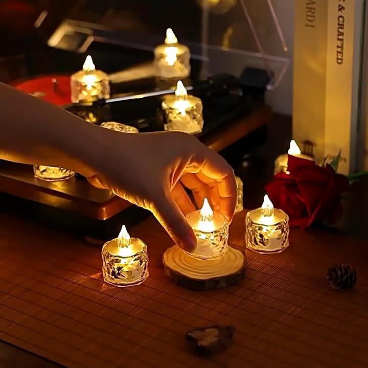 3 шт. Светодиодная хрустальная бездымная свеча, светодиодная электронная свеча, ночник, для свиданий, вечеринок, праздников, дома, свадьбы, рождественское украшение