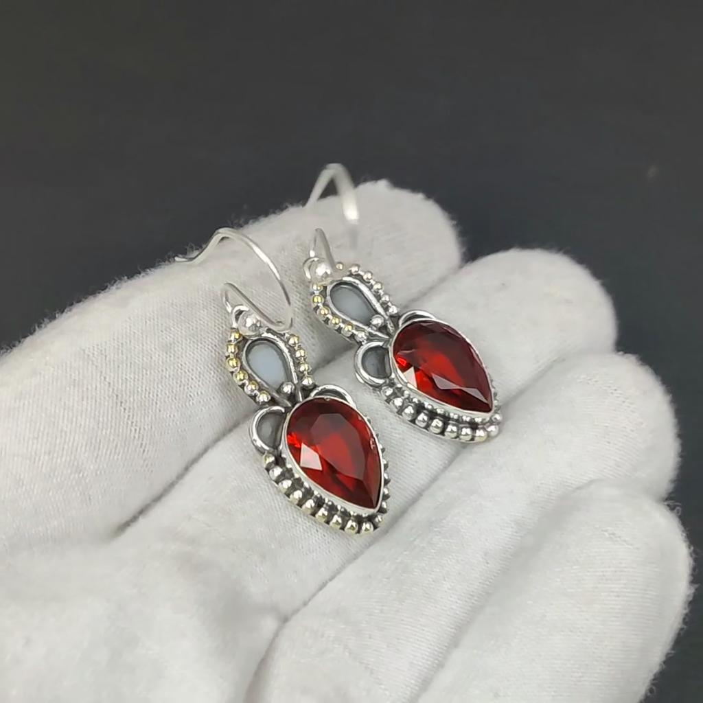 Изящные серьги с красным гранатом, серьги из стерлингового серебра 925 пробы, серьги-подвески из серебра ручной работы в стиле бохо, подарки на день рождения для любимых