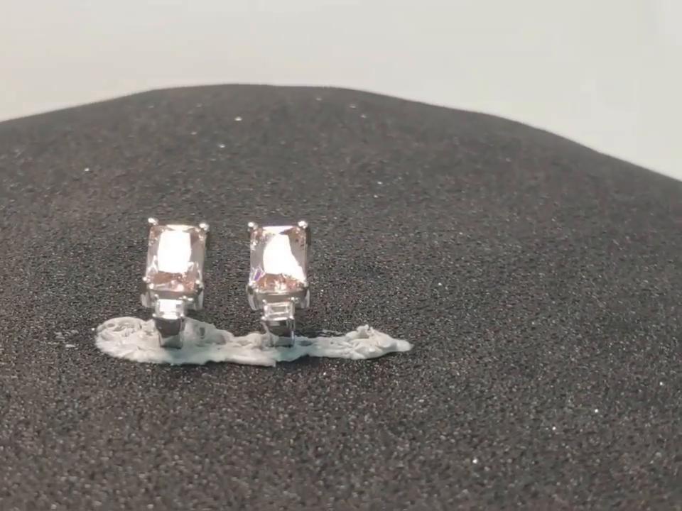 Серьги с лабораторным изумрудом S925 Модные прямоугольные серьги-клипсы с изумрудно-зеленым цирконием