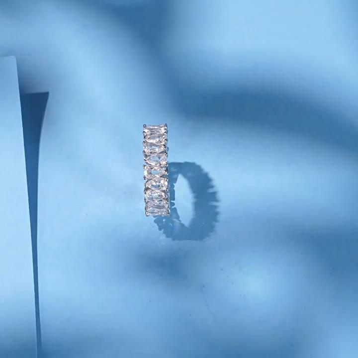 Tancise Classic 925 Sterling Silver Zircon Ring Ladies Jewelry Wedding Promise Party Gift