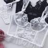 CINOON French Embroidery Lace Women's Bra Top Sweet Female Wedding White Bralette Vest Sexy Corset Bras Comfortable Intimates
