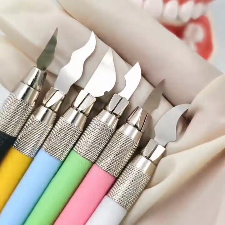 Стоматологический скальпель из нержавеющей стали для фарфора, нож для резки, карманный нож, нескользящий резак, гравировальные ножи толщиной 0,1 мм