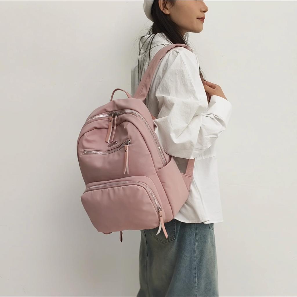 Women's Backpack Solid Color Student Schoolbag Travel Bag Commuter Large Capacity Backpack
