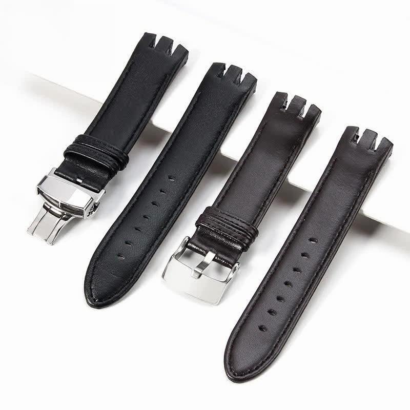 Натуральная кожа для Swatch YTS401/402/409/713 YTB400 Ремешок для часов с штифтом/складной пряжкой Браслет Аксессуары для часов 20 мм