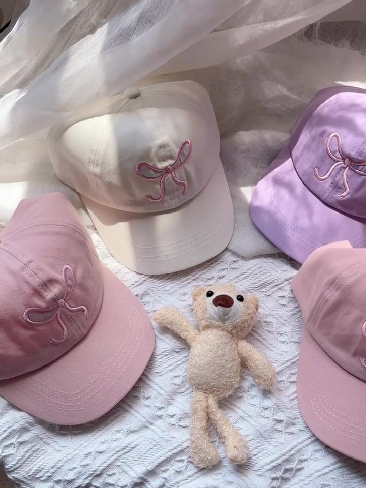 Комплект из 1 детской шапки, летние пустые цилиндры, детские шапочки с язычком утки, шляпы от солнца с вышитым бантом для девочек, бейсболки с завязанным хвостиком