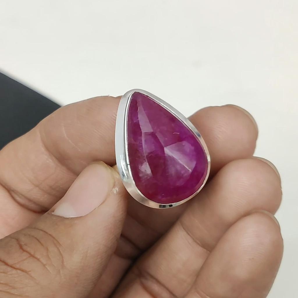 Изящное регулируемое кольцо из серебра 925 пробы с рубином из кашмира — подходит для размеров США от 6 до 11 — украшения ручной работы в стиле бохо для женщин и мужчин, подарки из ватных палочек