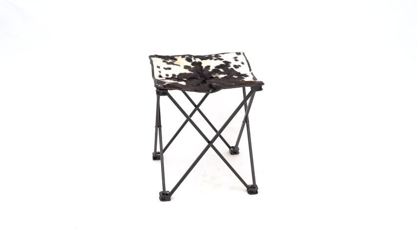 Vintage Hair-on Camping Stool, Portable Folding Stool for Outdoor Walking Hiking Fishing Camping Chair Foot Stool,Collapsible, Portable Footrest