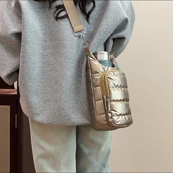 Портативный чехол для бутылки с пухом, Модный изоляционный чехол для чашки из пеноматериала, Многофункциональная сумка для защиты чайника, Водонепроницаемая сумка кроссбоди для улицы