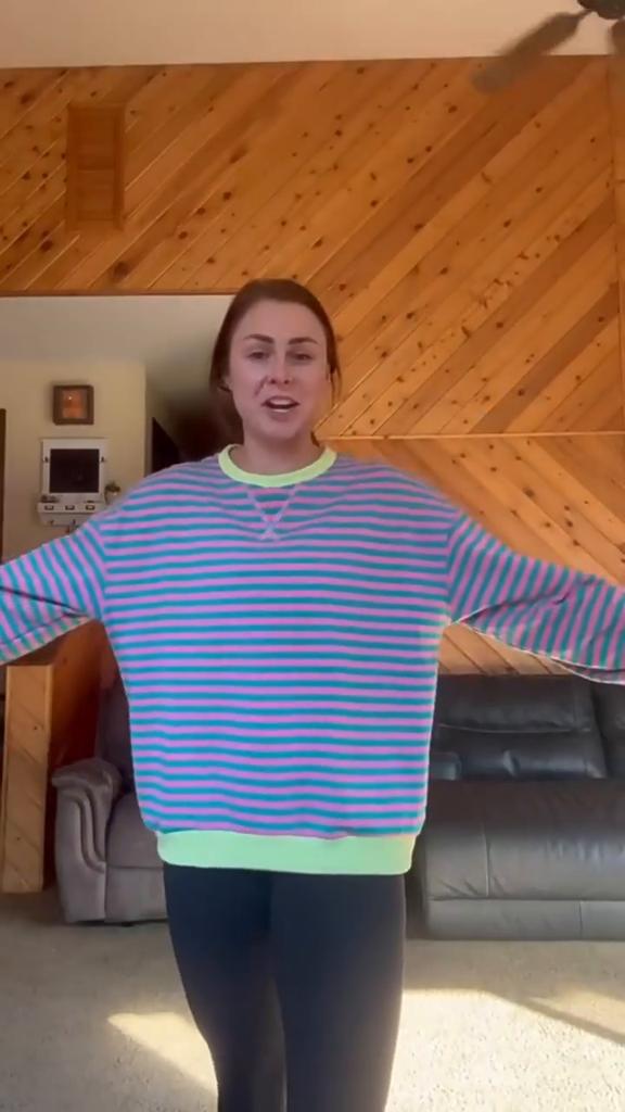 Simple Home Leisure New, Striped Pattern Round Neck Trend Long Sleeve, Pullover Color T-shirt