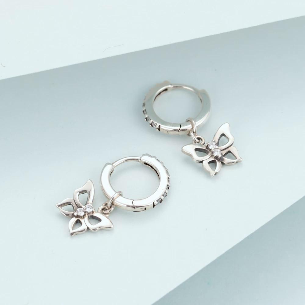 Bamoer ослепительные висячие серьги-бабочки для женщин, стерлинговое серебро 925 пробы, свадебные украшения Engagemet