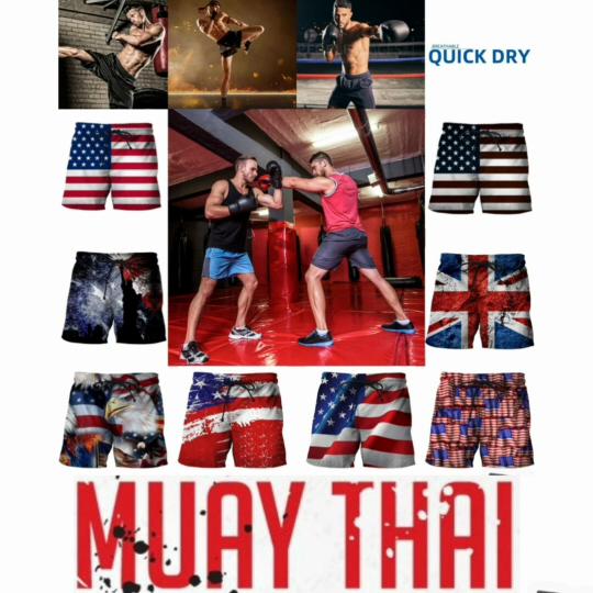 USA United States America Flag Boxing Muay Thai Kickboxing Shorts 3D Print Fighting Training Unisex Men Women Quick Dry Fitness Gym Sport Workout